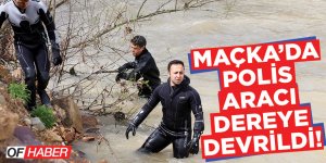 Trabzon'da Polis Aracı Dereye Devrildi