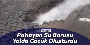Patlayan Su Borusu Yolda Göçük Oluşturdu